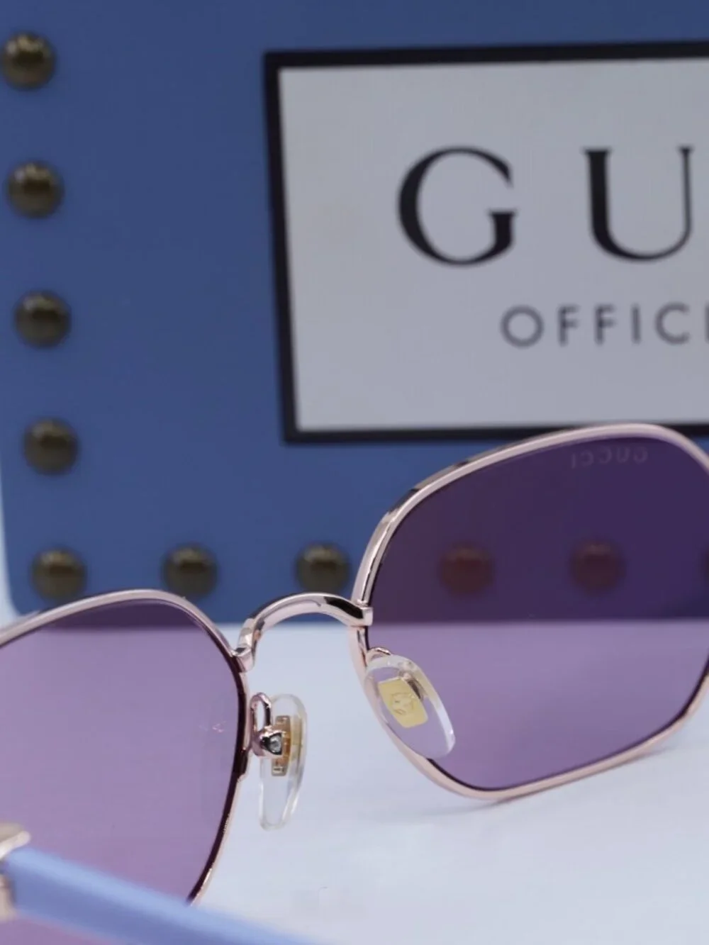 Gucci GG1593S 004 Oval Sunglasses - Rose Gold/Lilac with Flash Electric